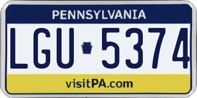 PA license plate LGU5374