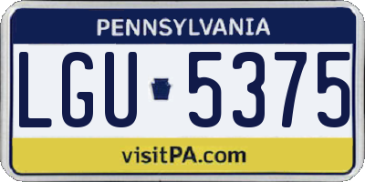 PA license plate LGU5375