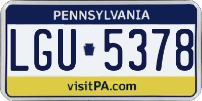 PA license plate LGU5378