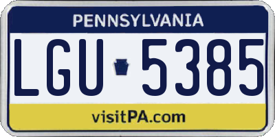 PA license plate LGU5385