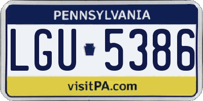 PA license plate LGU5386