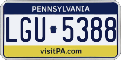 PA license plate LGU5388