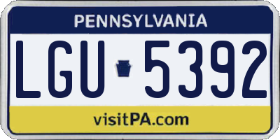 PA license plate LGU5392