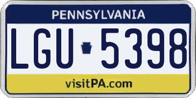 PA license plate LGU5398