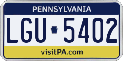 PA license plate LGU5402