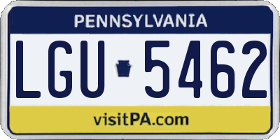 PA license plate LGU5462