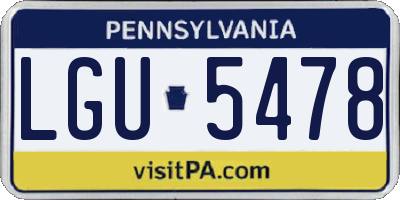 PA license plate LGU5478