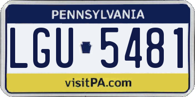 PA license plate LGU5481