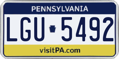 PA license plate LGU5492