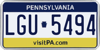 PA license plate LGU5494