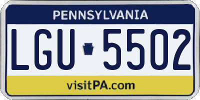 PA license plate LGU5502