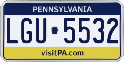 PA license plate LGU5532