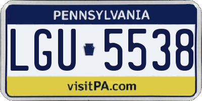 PA license plate LGU5538