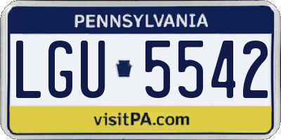 PA license plate LGU5542