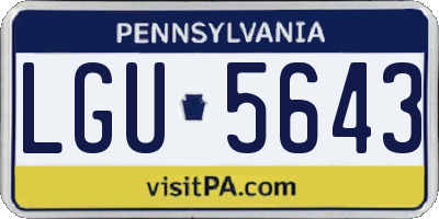 PA license plate LGU5643