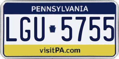 PA license plate LGU5755