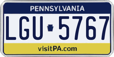 PA license plate LGU5767