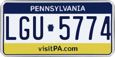 PA license plate LGU5774