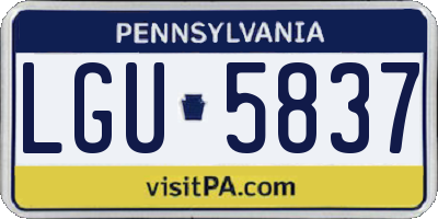 PA license plate LGU5837
