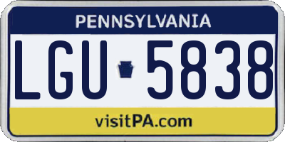 PA license plate LGU5838