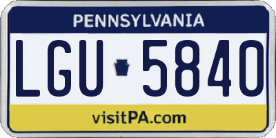 PA license plate LGU5840
