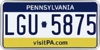 PA license plate LGU5875