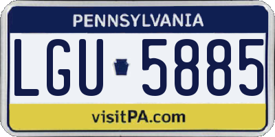 PA license plate LGU5885
