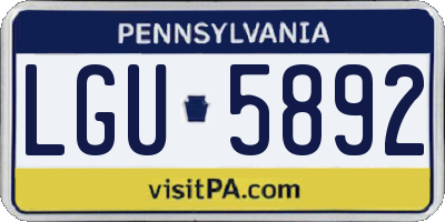 PA license plate LGU5892