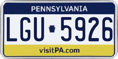 PA license plate LGU5926