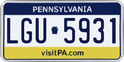 PA license plate LGU5931