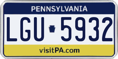 PA license plate LGU5932
