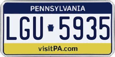 PA license plate LGU5935