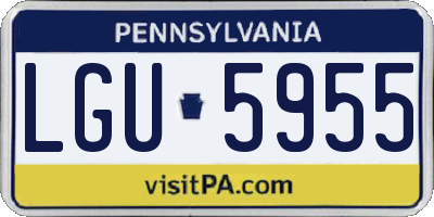 PA license plate LGU5955