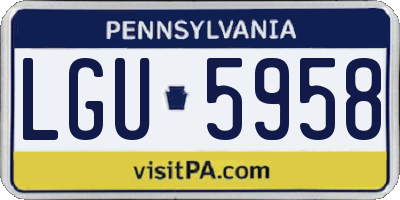 PA license plate LGU5958