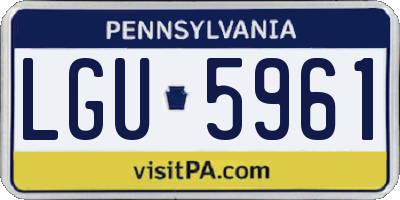 PA license plate LGU5961