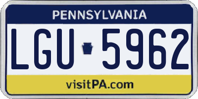 PA license plate LGU5962