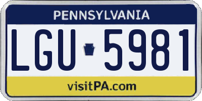 PA license plate LGU5981