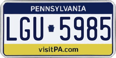 PA license plate LGU5985