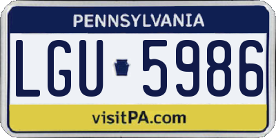 PA license plate LGU5986