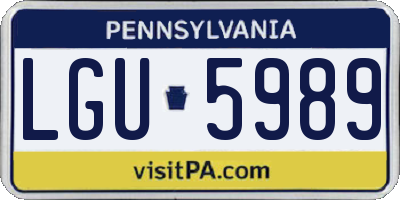 PA license plate LGU5989