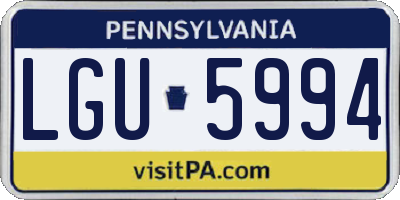 PA license plate LGU5994
