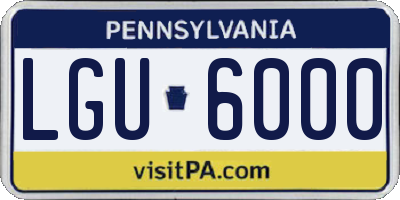 PA license plate LGU6000