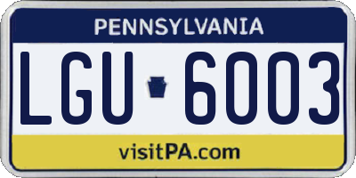 PA license plate LGU6003