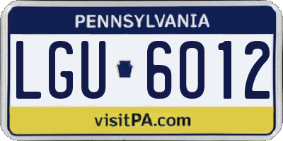 PA license plate LGU6012