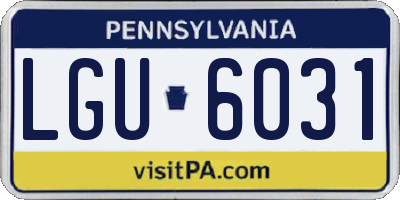 PA license plate LGU6031