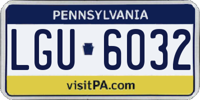 PA license plate LGU6032
