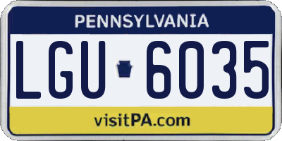 PA license plate LGU6035