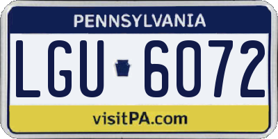 PA license plate LGU6072