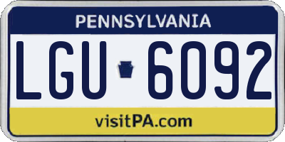 PA license plate LGU6092