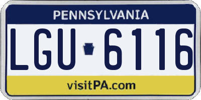 PA license plate LGU6116